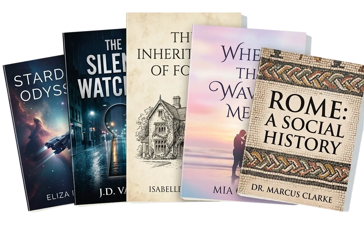 Finished books in a range of formats and genres